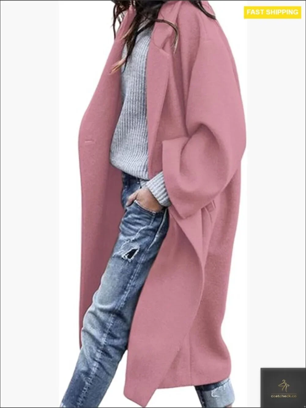 Oversized Notch Lapel Button Long Jacket Casual Chic Winter Coat Maxi Style